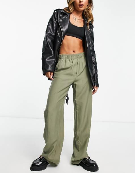 Mango straight leg linen trouser in khaki - view 1