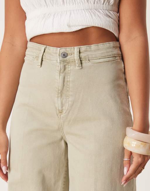 Mango straight leg loose fit jeans in washed khaki, 5 of 5