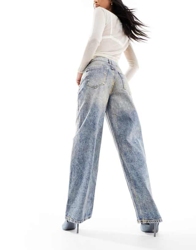 Mango - straight leg metallic jeans in gold wash