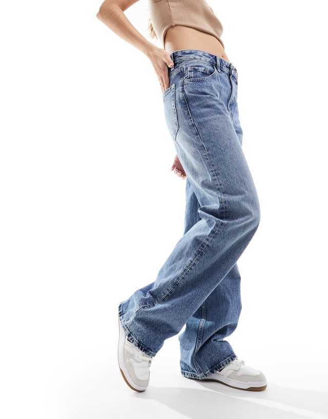 Mango - straight leg oversized jeans in light blue