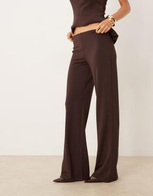 Mango Pleated Wide Leg Pull-on Pants In Brown