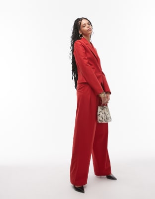 straight leg pants in red - part of a set