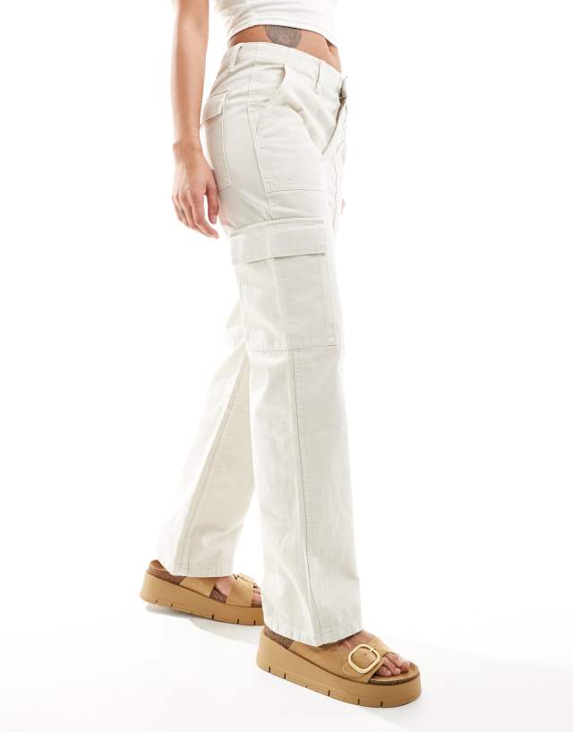 Mango - straight leg pocket jeans in white