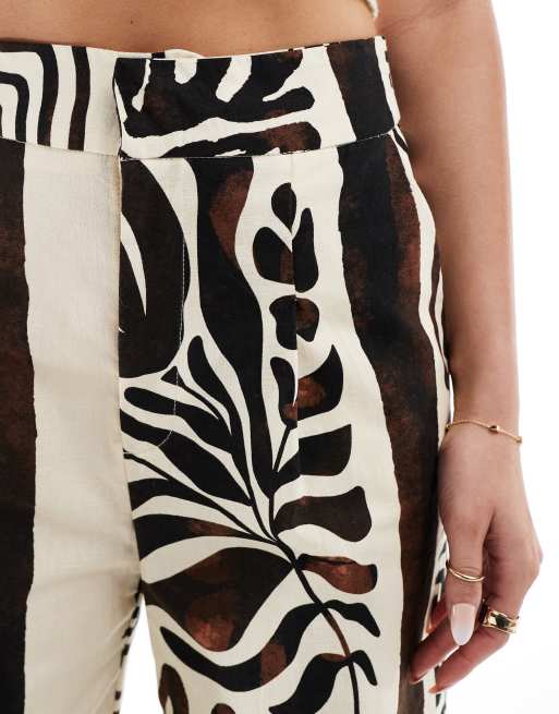 Mango straight leg printed trouser in black ASOS
