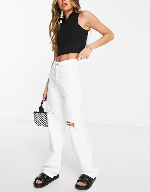 White ripped jeans store womens high waisted