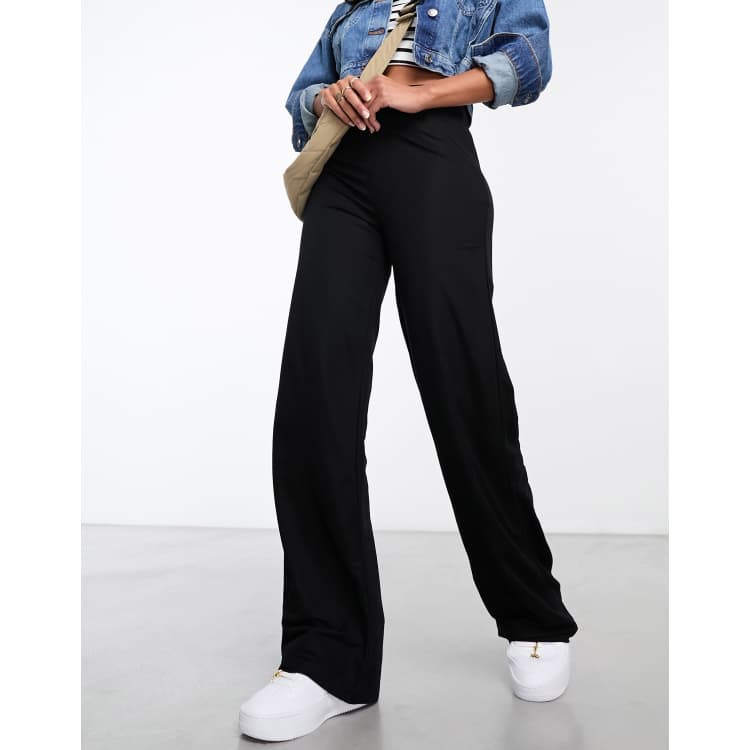 Mango straight leg slouchy tailored pants in black | ASOS