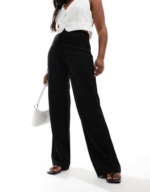 Mango straight leg slouchy tailored trousers in black