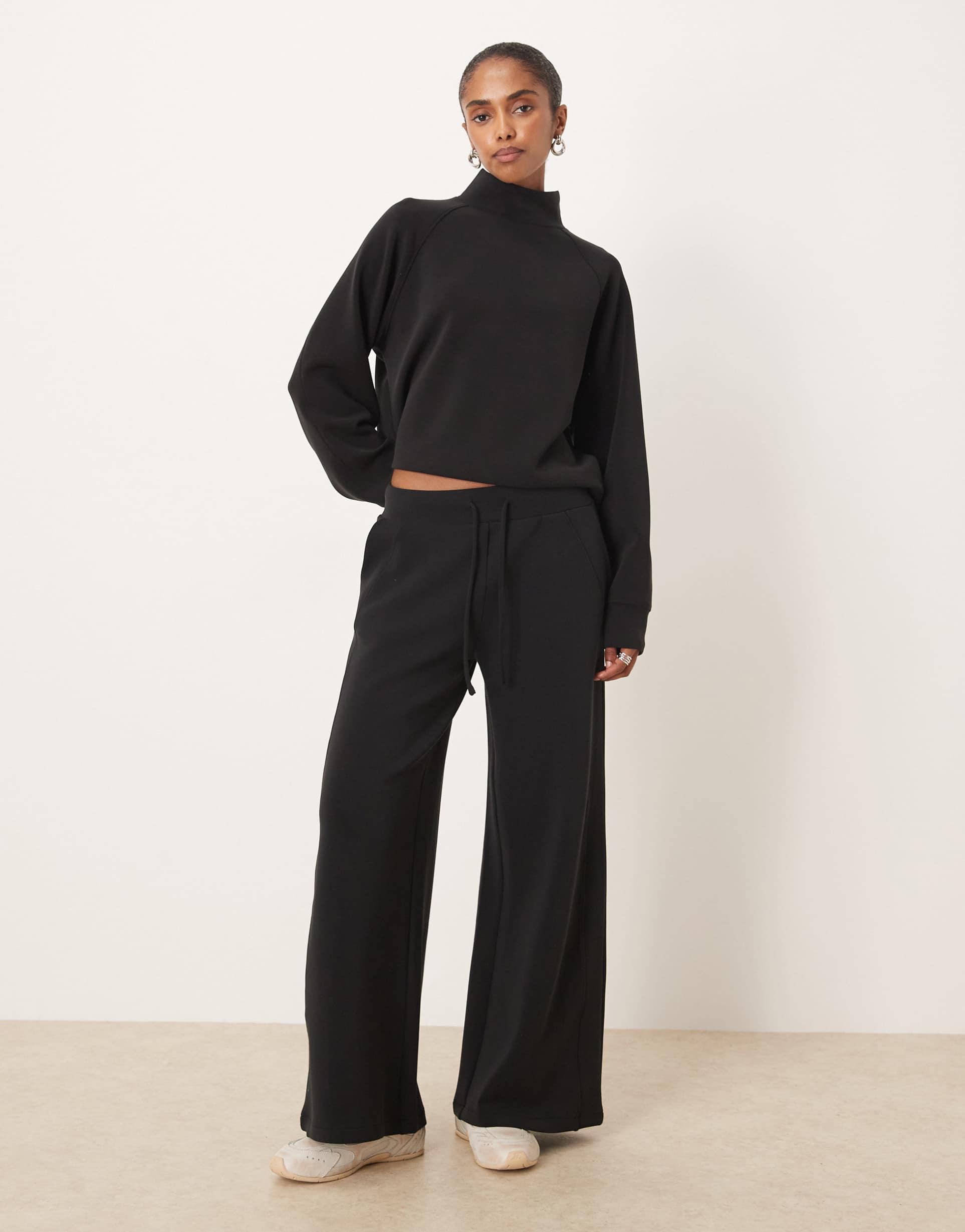 mango straight leg sweatpants in black - part of a set