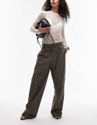 Mango Straight Leg Tailored Pants In Dark Brown