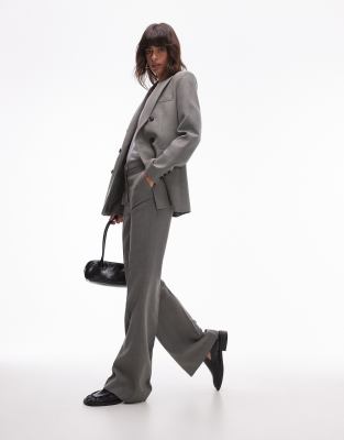 straight leg tailored pants in light gray - part of a set