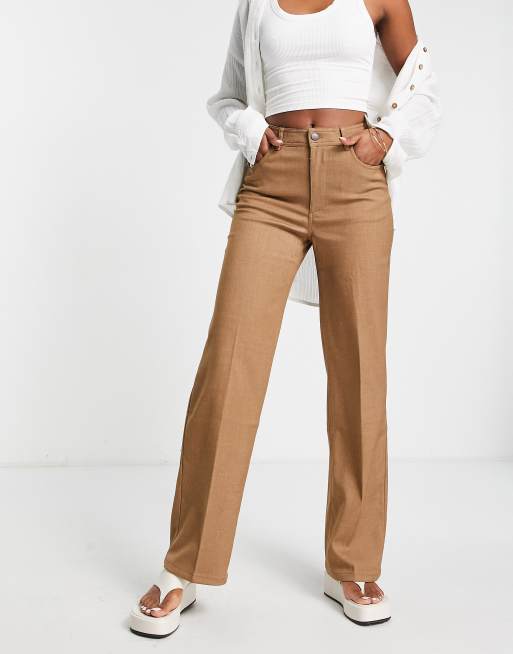 Mango straight leg trousers in camel | ASOS