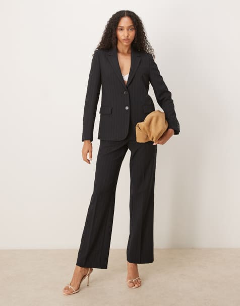 Mango straight tailored trouser co-ord in navy pinstripe