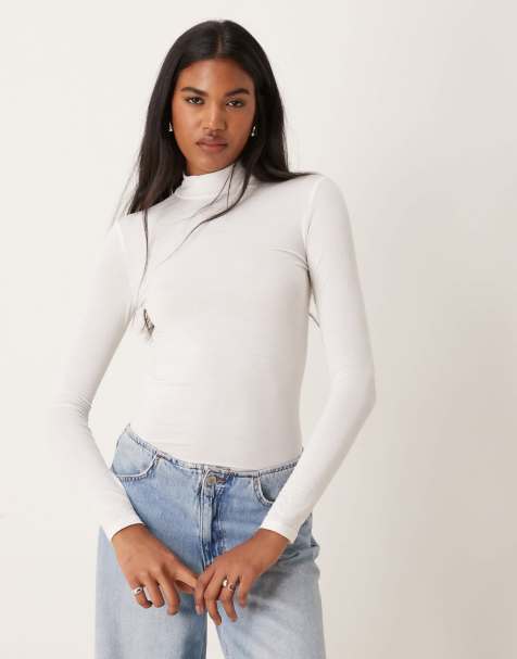 Mango - Strakke top met hoogsluitende hals in wit - view 1