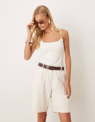 Mango Strappy Cami Top In Neutral