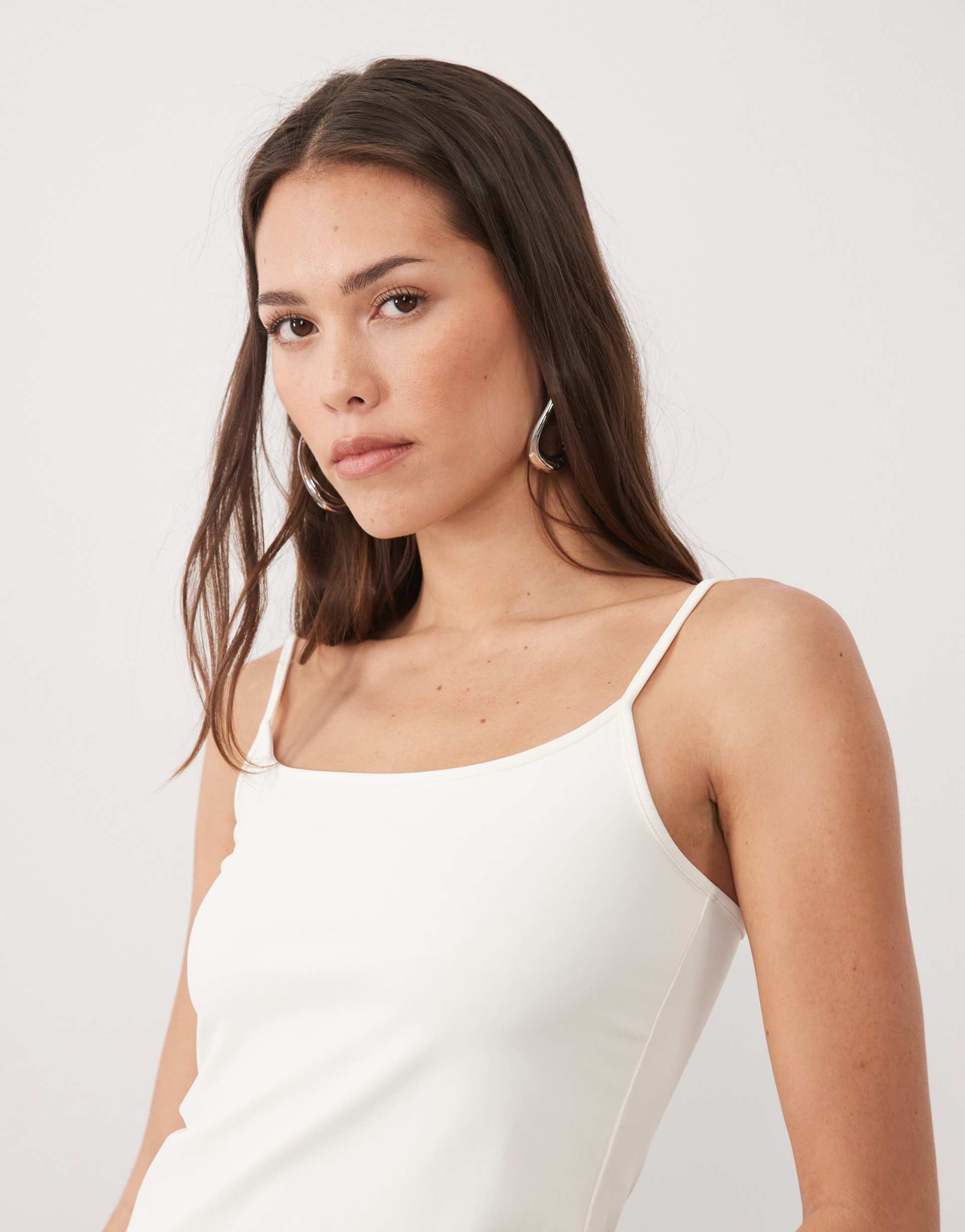 mango strappy cami top in white