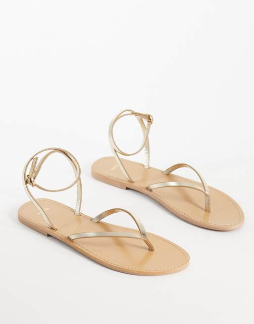 Mango strappy flat sandal in gold, 2 of 4