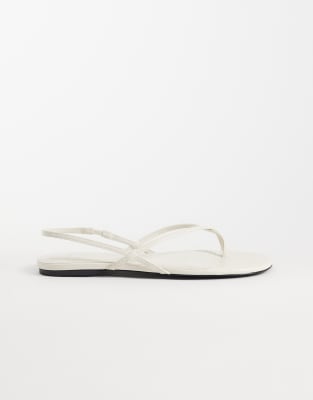 Mango Strappy Flat Sandals In White