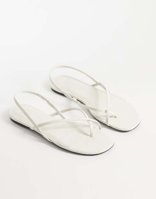 white flat dress sandals Lace Ankle Strap Round Shoes COCOMELODY 708762370102, White / 42 / 7 Days A gorgeous barely there flat wide fit sandal adorned with a beautiful pearl embellished front Women's White Flat Sandals |