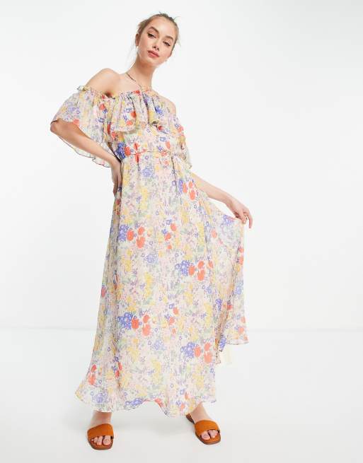 Mango strappy floral maxi dress in multi | ASOS