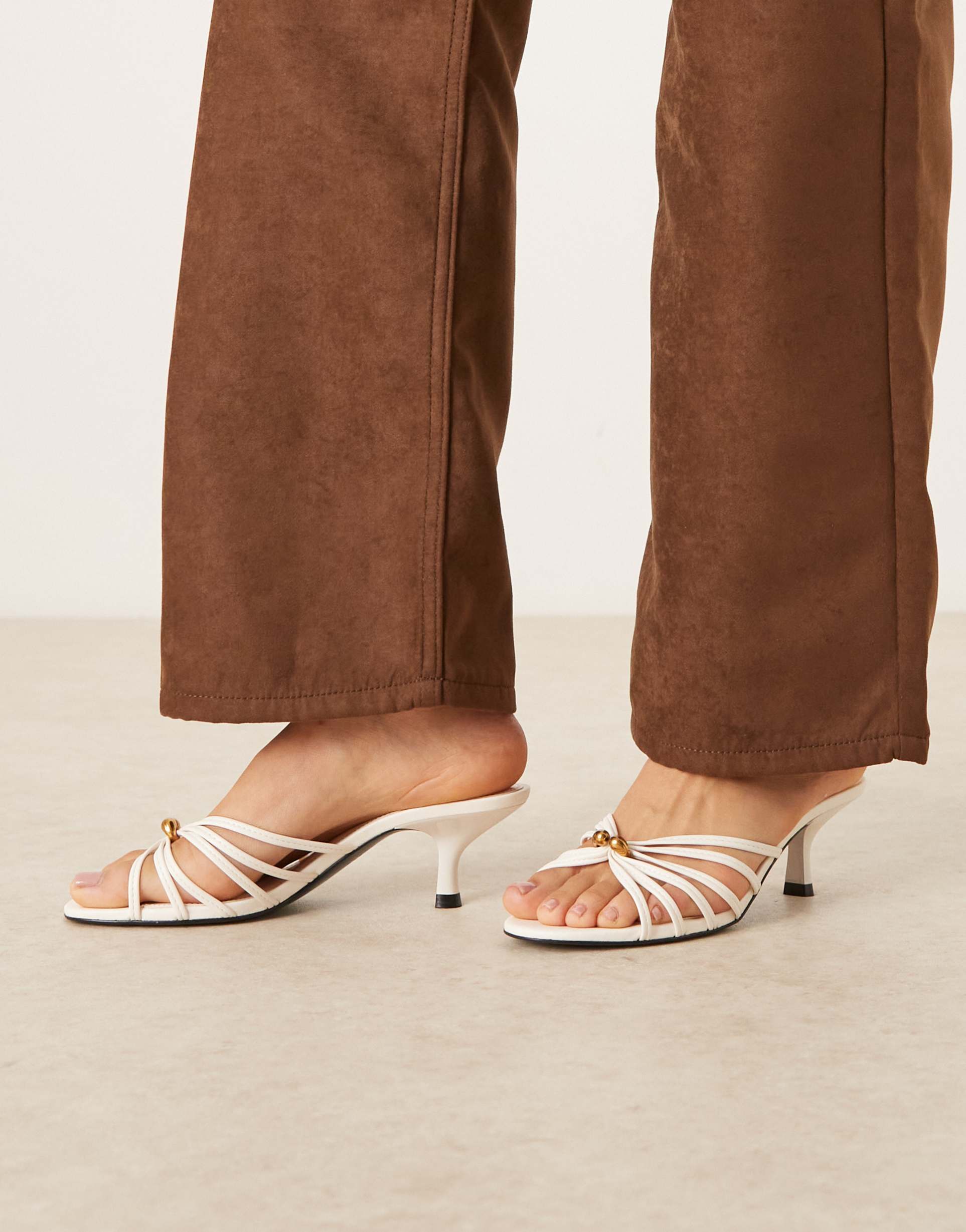 mango strappy heeled mule in white