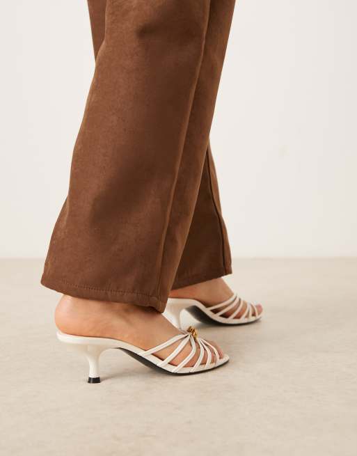 Mango strappy heeled mule in white, 4 of 4