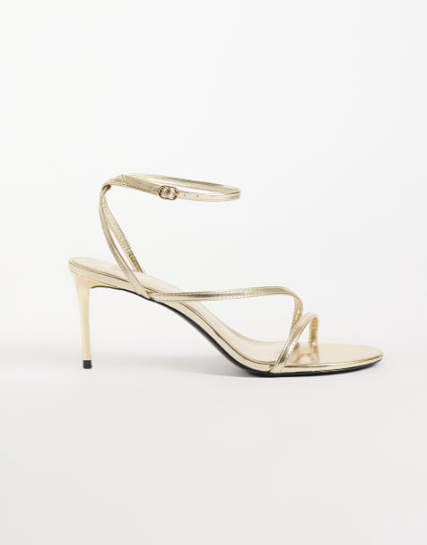 Mango strappy heeled sandals in gold - view 1