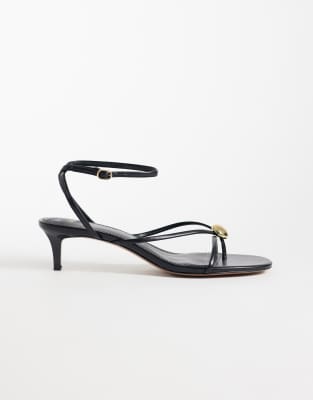 Mango Strappy Heeled Sandals With Gold-tone Trim In Multi