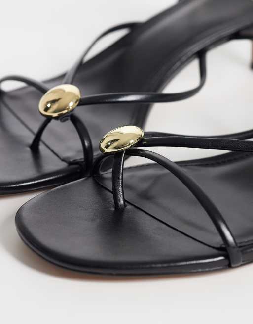 Mango strappy heeled sandals with gold trim in black , 2 of 4