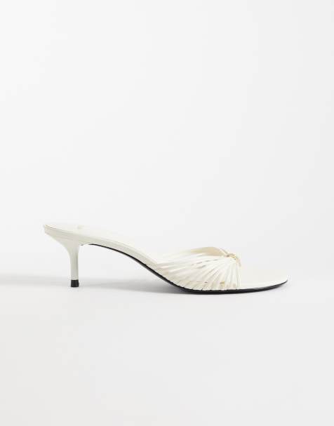 Mango strappy heeled sandals with hardware detail in white - view 1