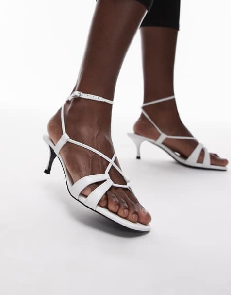 Mango strappy kitten heel in white - view 1
