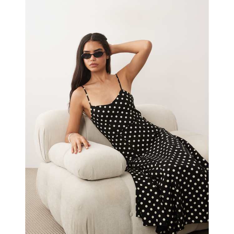 polka dot maxi dress black and white Rush | Andorra Dress Dekota is 172cm Mango strappy maxi dress in