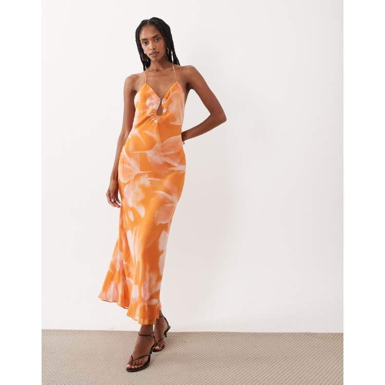 mango orange and pink dress All In love Dress- Mango S
