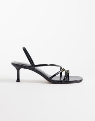 Mango Strappy Minimal Heeled Sandals With Buckles In Black
