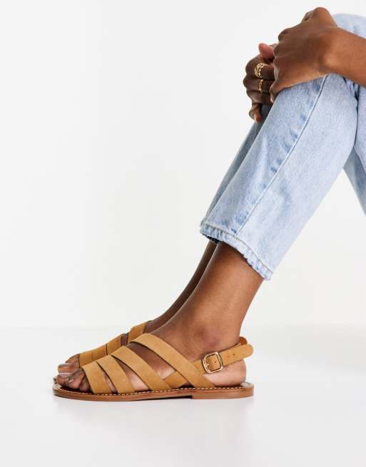 Mango strappy real leather sandal in tan ASOS