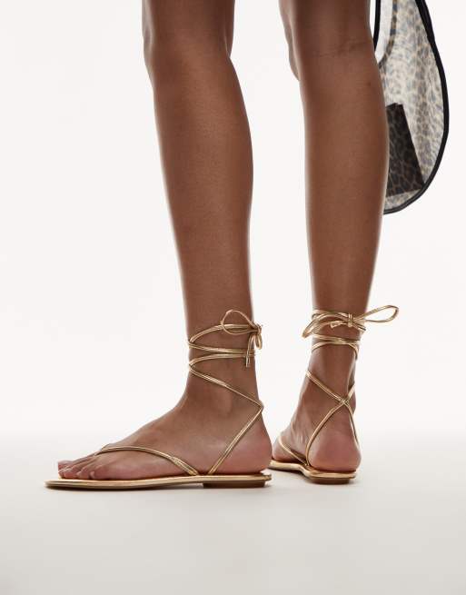 Mango strappy sandals in gold ASOS