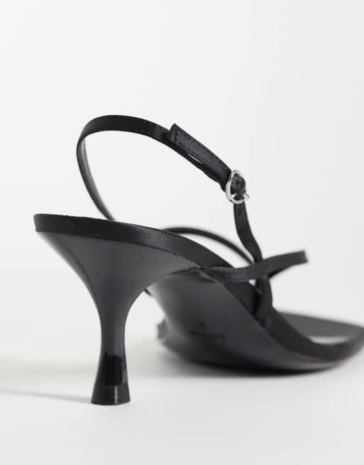 Mango strappy toe post heeled sandal in black, 4 of 4