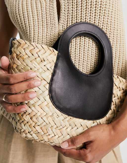 Mango straw bag with black straps ASOS