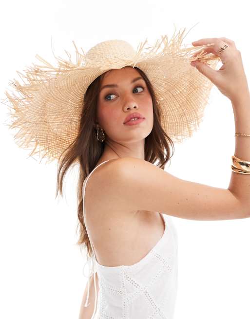 Mango straw wide brim hat in beige | ASOS