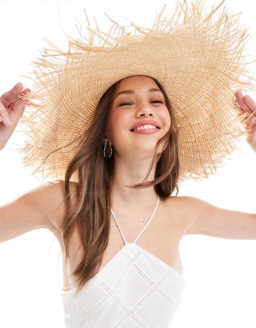 Mango straw wide brim hat in beige | ASOS display picture 2