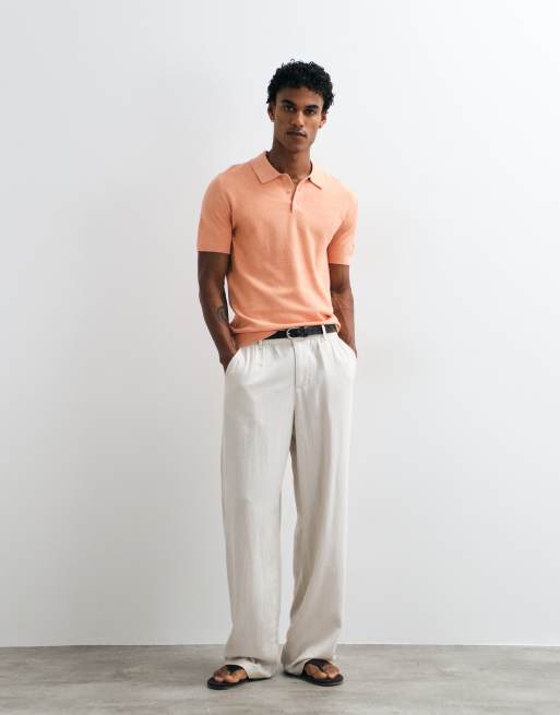 Mango Strick-Polooberteil mit Reverskragen in Orange, 3 von 5