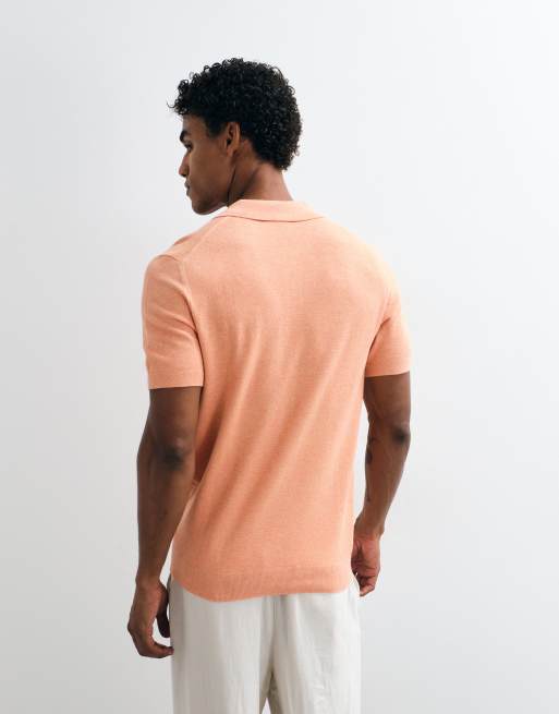 Mango Strick-Polooberteil mit Reverskragen in Orange, 5 von 5