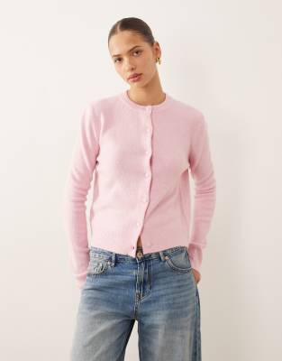 Mango - Strickjacke aus kompaktem Strick in Hellrosa