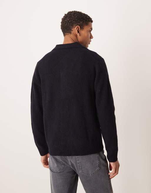 Mango – Strickjacke in Blau mit Kragen, 3 von 5