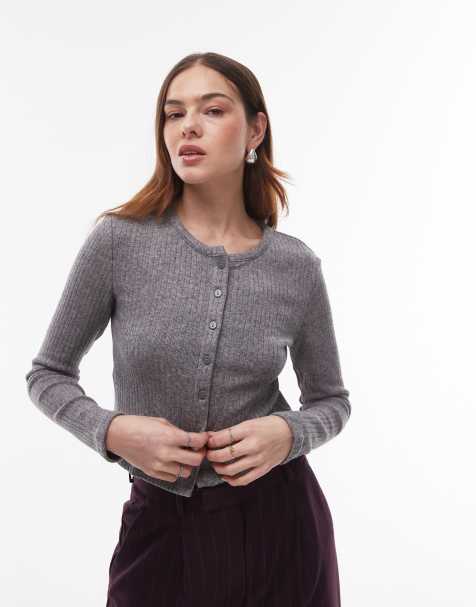 Mango – Strickjacke in Grau mit Rundhalsausschnitt - view 1