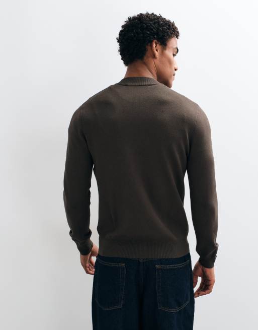 Mango Strickjacke mit Reißverschluss in Khaki, 4 von 5