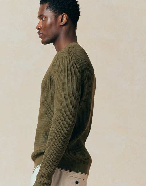 Mango – Strickpullover aus Baumwollmix in Khaki, 3 von 5