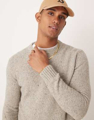 Mango – Strickpullover in Beige mit Rundhalsausschnitt