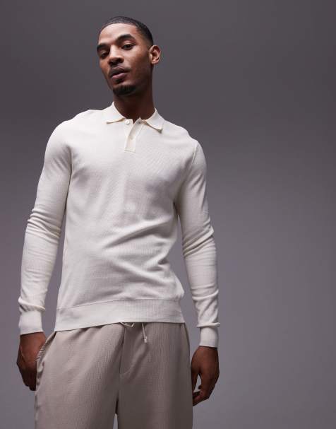Mango – Strickpullover in Ecru mit Polokragen - view 1