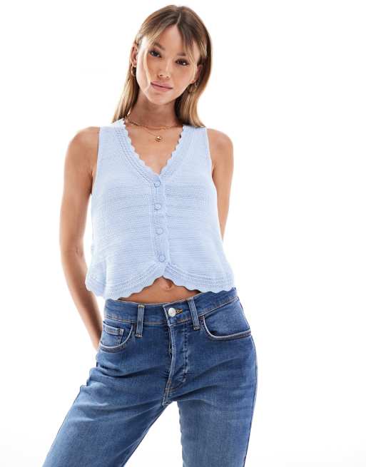 Mango – Strickweste in Hellblau