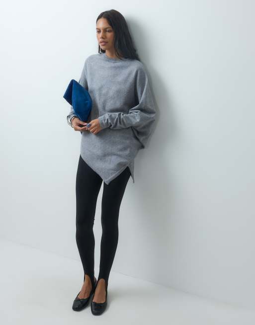 Mango strikket top med asymmetrisk kant i grå, 2 af 4